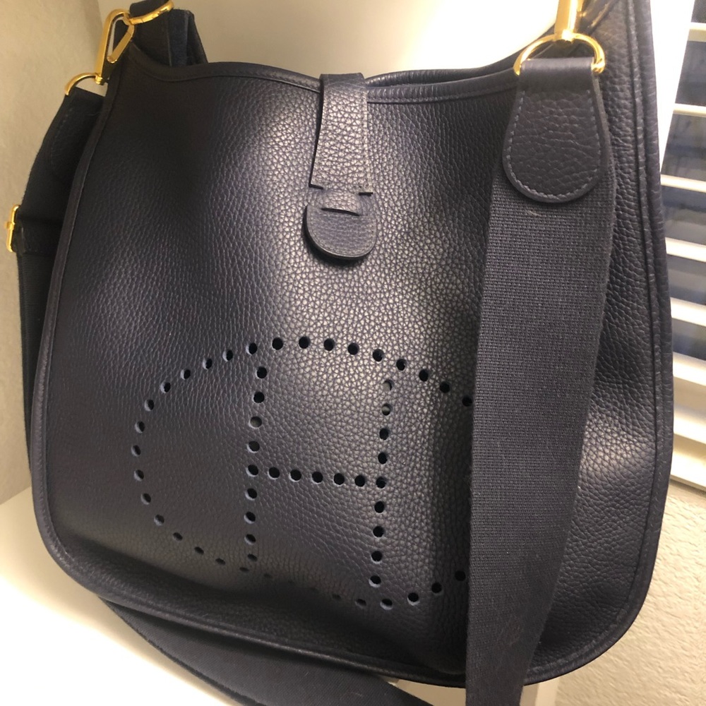 HERMES Evelyne Poche III 3 PM Dark blue cross Bag
